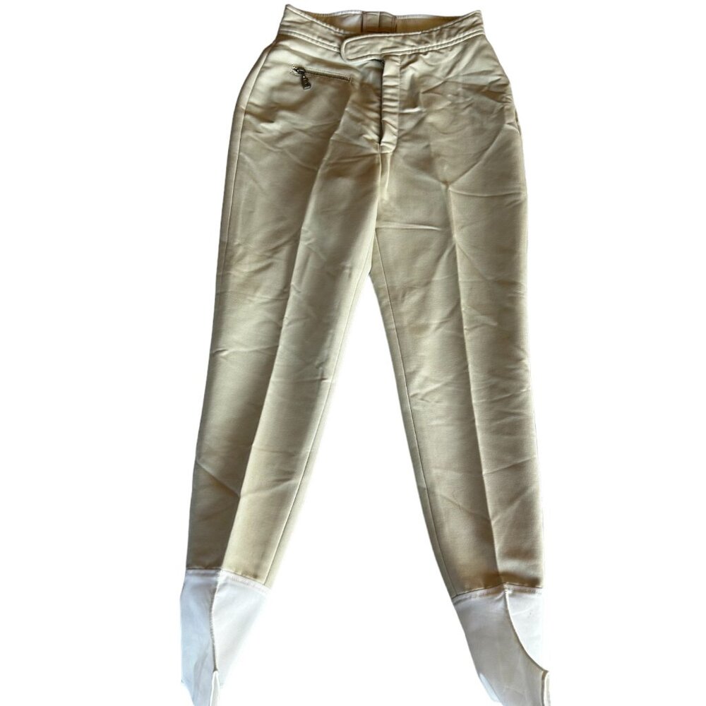 Vintage Retro Bogner Cream Color High Rise Stirrup Ski Pant, Women’s 10